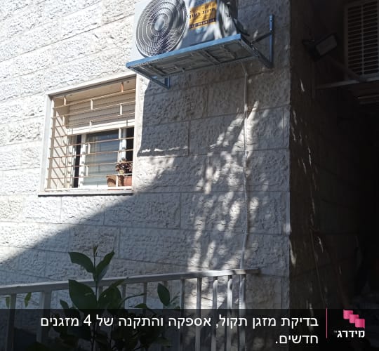 יחידת מיזוג אוויר מותקנת על קיר חיצוני